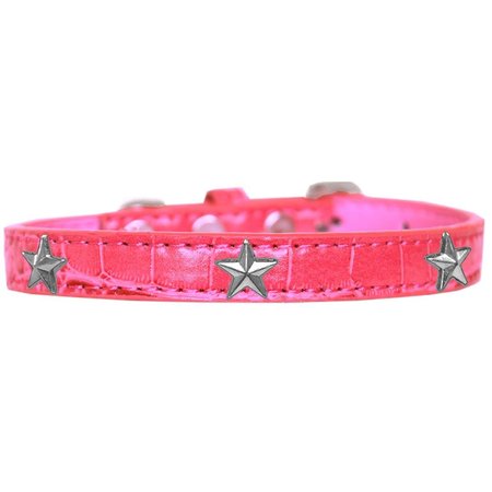 MIRAGE PET PRODUCTS Silver Star Widget Croc Dog CollarBright Pink Size 14 720-15 BPKC14
